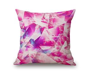 Geometry&Pink Flowers on Cotton&linen Pillow Cover 80653