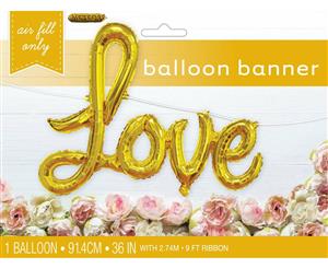 Love Gold Foil Balloon Banner With Ribbon