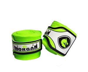 MORGAN Boxing Hand Wraps Mexico Elastic- 180Inch- 4M Long (Pair) - Thai Lime green 3x Pairs