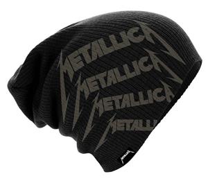 Metallica Beanie Hat Band Logo Repeat Hardwi Official - Black