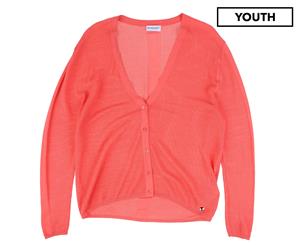 PINKO Up Girls' Openwork Cardigan - Coral