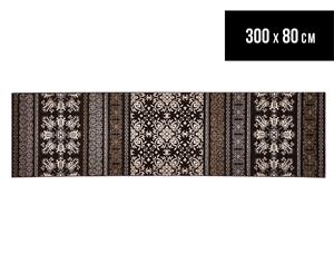 Palais Classic Persian Floral Motif 300x80cm Small Runner Rug - Dark Brown