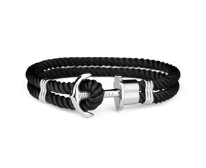 Paul Hewitt PHrep Nylon Bracelet Silver Anchor - Black