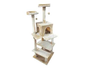 PawZ 1.7M Cat Scratching Post Tree Gym House Condo Furniture Scratcher Beige AU