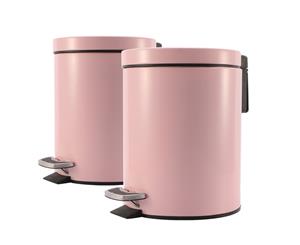 SOGA 2X 12L Foot Pedal Stainless Steel Rubbish Recycling Garbage Waste Trash Bin Round Pink