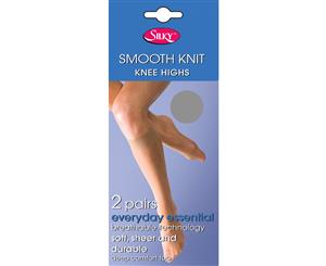 Silky Womens/Ladies Smooth Knit Knee Highs (2 Pairs) (Pewter) - LW251