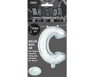 Silver C Alphabet Foil Balloon 35cm