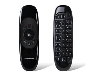 Simplecom RT100 Rechargeable 2.4G Wireless Remote Air Mouse with Keyboard for PC Android TV Box Media Player