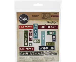 Sizzix Thinlits Dies 14/Pkg By Tim Holtz-Holiday Words #2