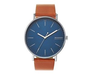 Skagen Men's Signatur 45Mm Brown Leather Band Steel Case Quartz Watch Skw6551