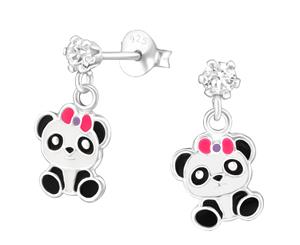 Sterling Silver Kids Panda Stud earrrings made with Swarovski Crystal