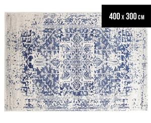 Tapestry Contemporary Easy Care Cairo 400x300cm Rug - Bone White/Navy