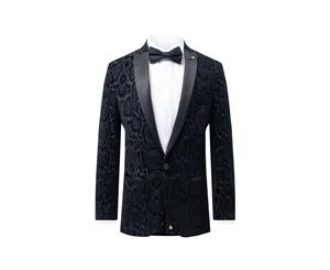 Twisted Tailor Mens Black Tuxedo Jacket Skinny Fit Charcoal Pattern