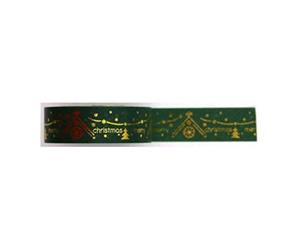 Washi Tape - Black with Gold Foil Christmas Designs - size 15mm x 10m