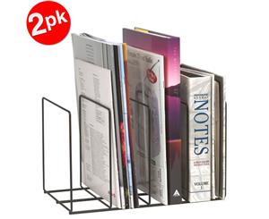 2PK Marbig Wire Book/Magazine Rack Holder 4 Slot Desk Organiser for Office/Home