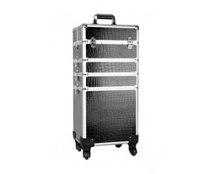 4 in 1 Black Croc Portable Makeup Cosmetic Beauty Trolley Case Hairdresser