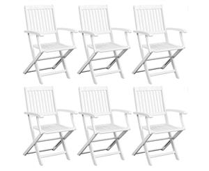 6x Solid Acacia Wood Dining Chairs Weather Resistant Folding Seats