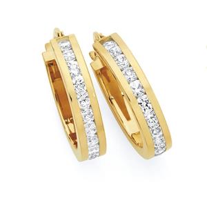 9ct Gold on Silver Medium CZ Hoops