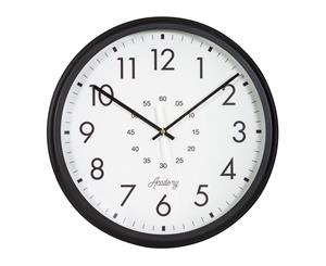 Academy Wharton Metal Glass Utilitarian Retro-Inspired Clock Black/White