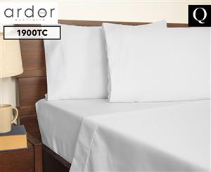 Ardor 1900TC Queen Bed Sheet Set - White