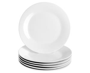 Argon Tableware White Wide Rimmed Dinner Plates - 27cm - Set of 6