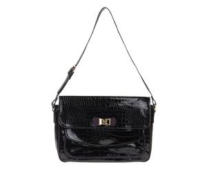 Blugirl Blumarine Croc Print Shoulder Bag - Black