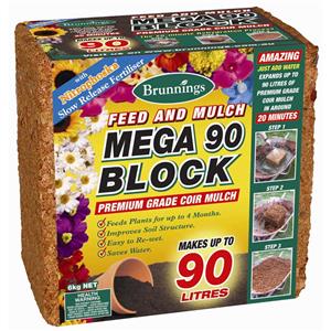 Brunnings 90L Feed and Mulch Coir Mulch Block