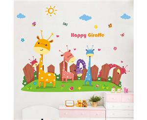 Cartoon Happy Animal Decals Wall Sticker (Size 95cm x72cm)