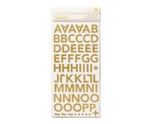 Crate Paper - Wonder Thickers Alpha Stickers 5.5 Inch X11 Inch 2 Pack Charm/Corrugated Gold Chipboard