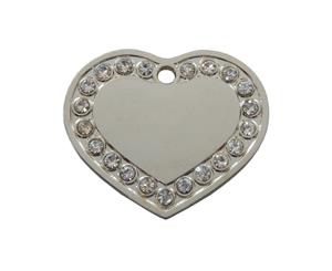 Crystal Heart ID Tag - Silver