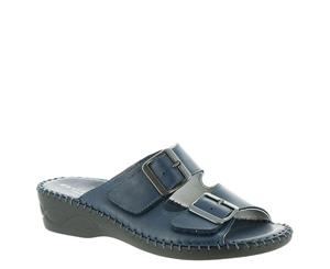 David Tate Womens Rudy Leather Open Toe Casual Slide Sandals