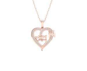 De Couer 9KT Rose Gold Diamond Mom Necklace (1/6CT TDW H-I Color I2 Clarity)