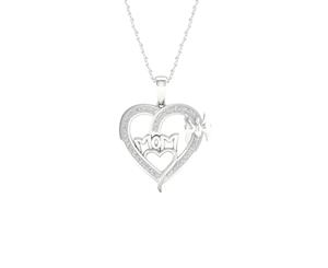 De Couer 9KT White Gold Diamond Mom Necklace (1/6CT TDW H-I Color I2 Clarity)