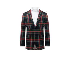 Dobell Mens Green Tartan Suit Jacket Slim Fit