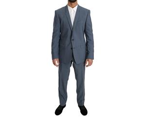 Dolce & Gabbana Light Blue Wool Stretch Gold Slim Fit Suit