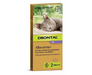 Drontal Ellipsoid Allwormer for Cats and Kittens up to 4KG 2 Tablets