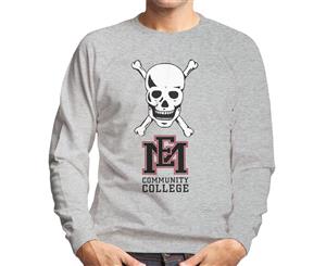 East Mississippi Community College Dark Skull Logo Men's Sweatshirt - Heather Grey