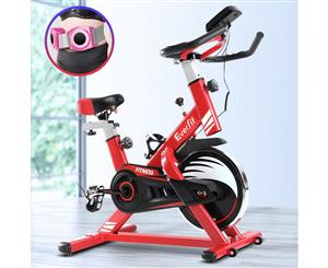 Everfit Spin Bike Exercise Bike 03-RD Drink Holder Cycling Fitness Commercial Home Workout Gym Equipment Red