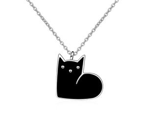 MewMew Necklace-White Gold/Black