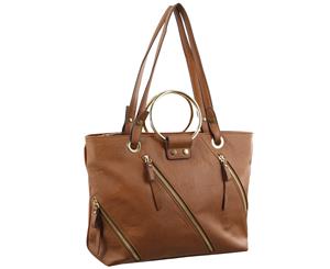Milleni Tote Handbag with metal handles (NC2724) - Camel