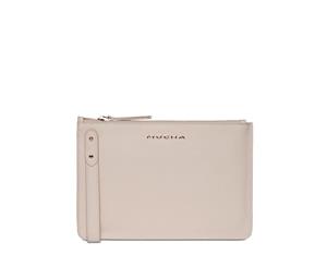 Mocha Cara Leather Clutch - Blush