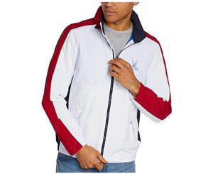 Nautica Blue Mens Colorblock Logo Windbreaker