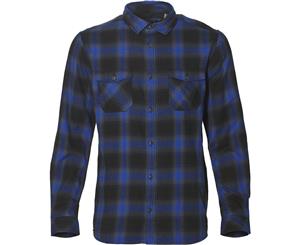 O'Neill Mens Violator Flannel Regular Fit Long Sleeve Shirt - Black AOP W Blue