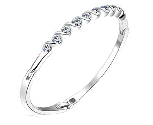 Paris Bangle Clear Embellished with Swarovski crystals-White Gold/Clear