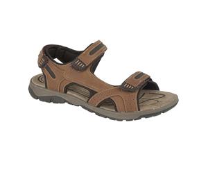 Pdq Mens 3 Touch Fastening Pig Leather Sports Sandals (Brown) - DF1735