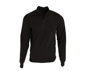 Premier Mens 1/4 Zip Neck Knitted Sweater (Black) - RW5590