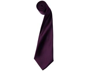 Premier Mens Plain Satin Tie (Narrow Blade) (Aubergine) - RW1152