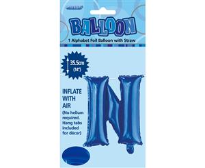 Royal Blue N Alphabet Foil Balloon 35cm