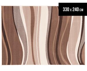 Rug Culture 330x240cm Modern Wave Rug - Brown/Multi