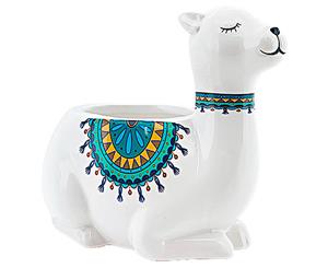 Semi Circle Print - Flower Pot Llama 15.5x10x13.5cm Herbs Plants Turkish Style